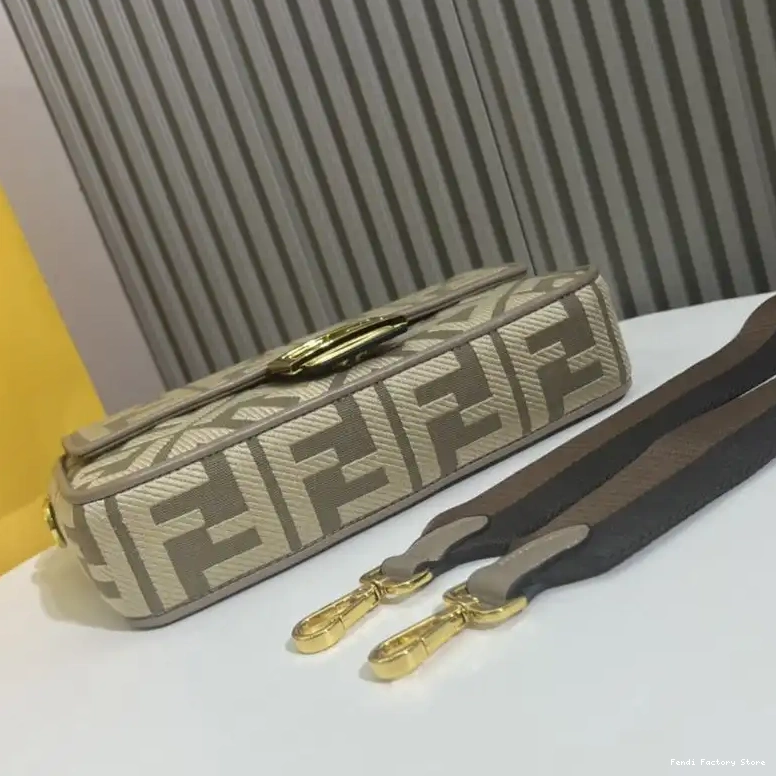 Cheap Grey FF Motif Bag In Medium Fendi Baguette Canvas 0504
